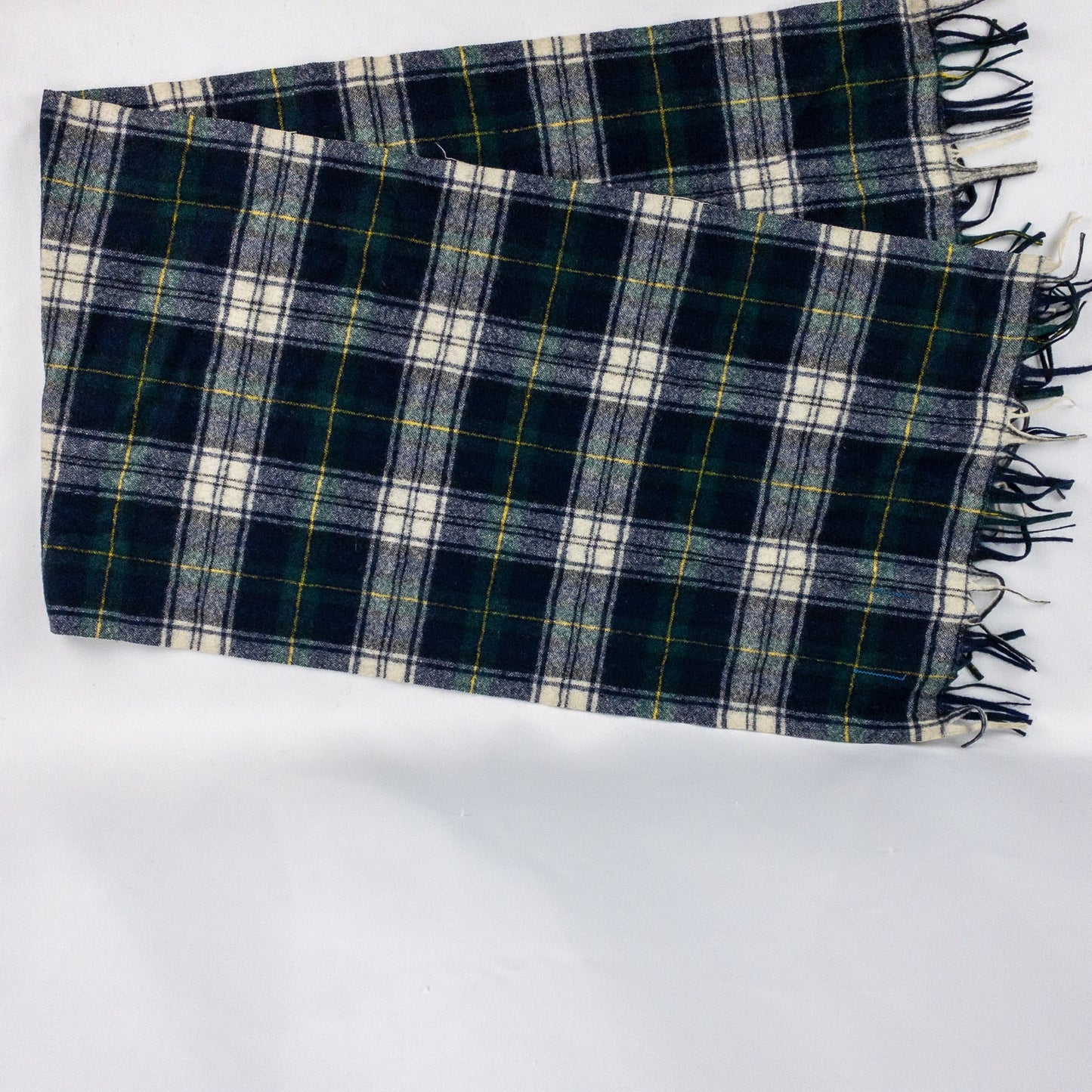 Pendleton Vintage Green Blue Yellow White Plaid Scarf Unisex Men Women One Size