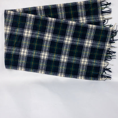Pendleton Vintage Green Blue Yellow White Plaid Scarf Unisex Men Women One Size