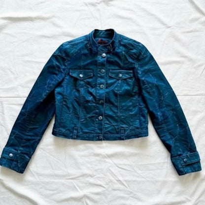 Aventures des Toiles Distressed Blue Denim Jacket Womens 38 Medium