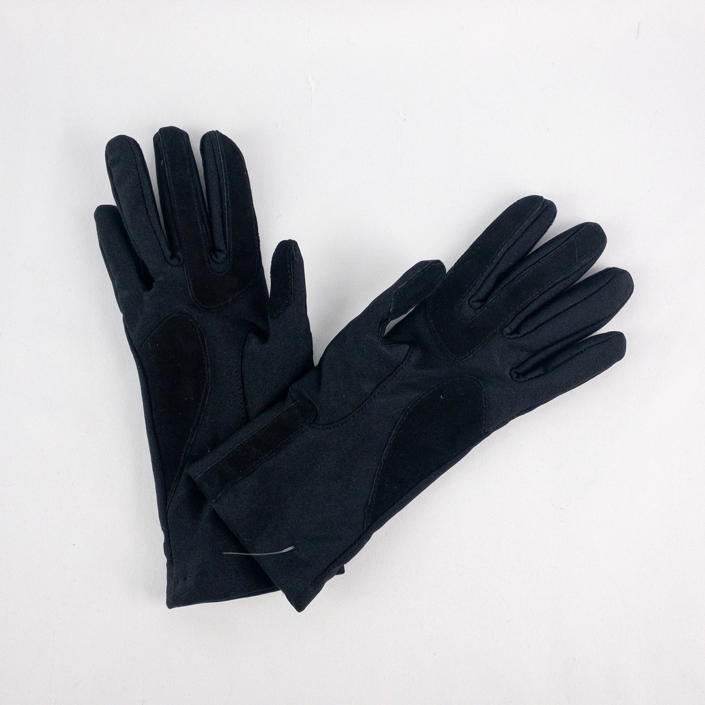 Totes Isotoner Black Leather Patch Nylon Gloves Womens Small 6