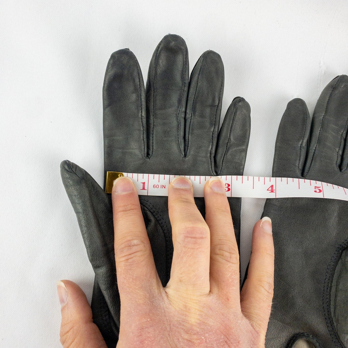 Fownes Vintage Dark Gray Leather Gloves Womens Medium 7
