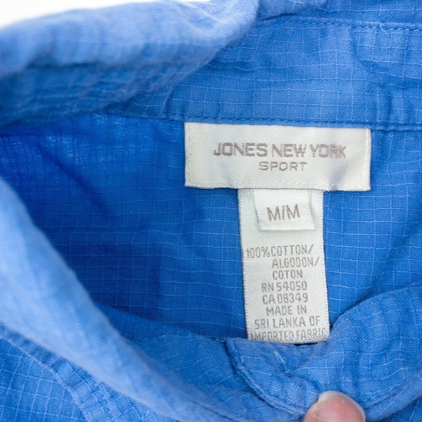 Jones New York Blue Cotton Button Down Shirt Womens Medium