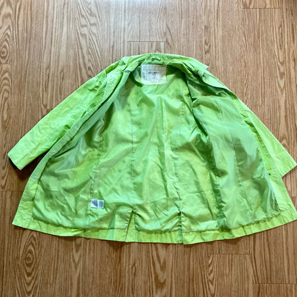 Eddie Bauer Lime Green Y2k Trench Coat Jacket Womens Small