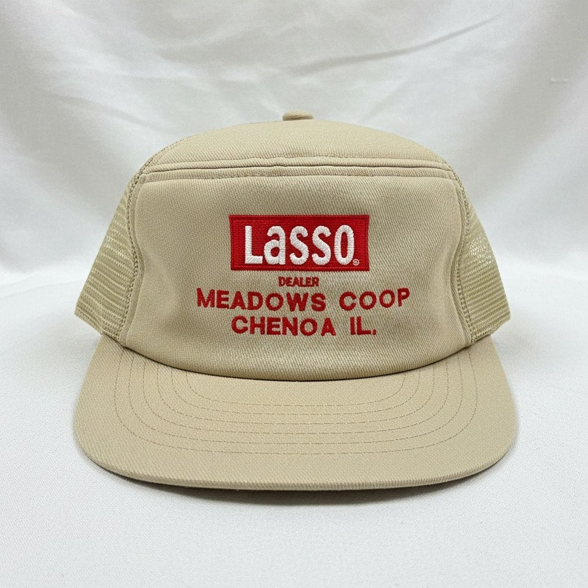 Swingster Vintage Lasso Dealer Illinois Tan Trucker Hat Unisex Mens One Size