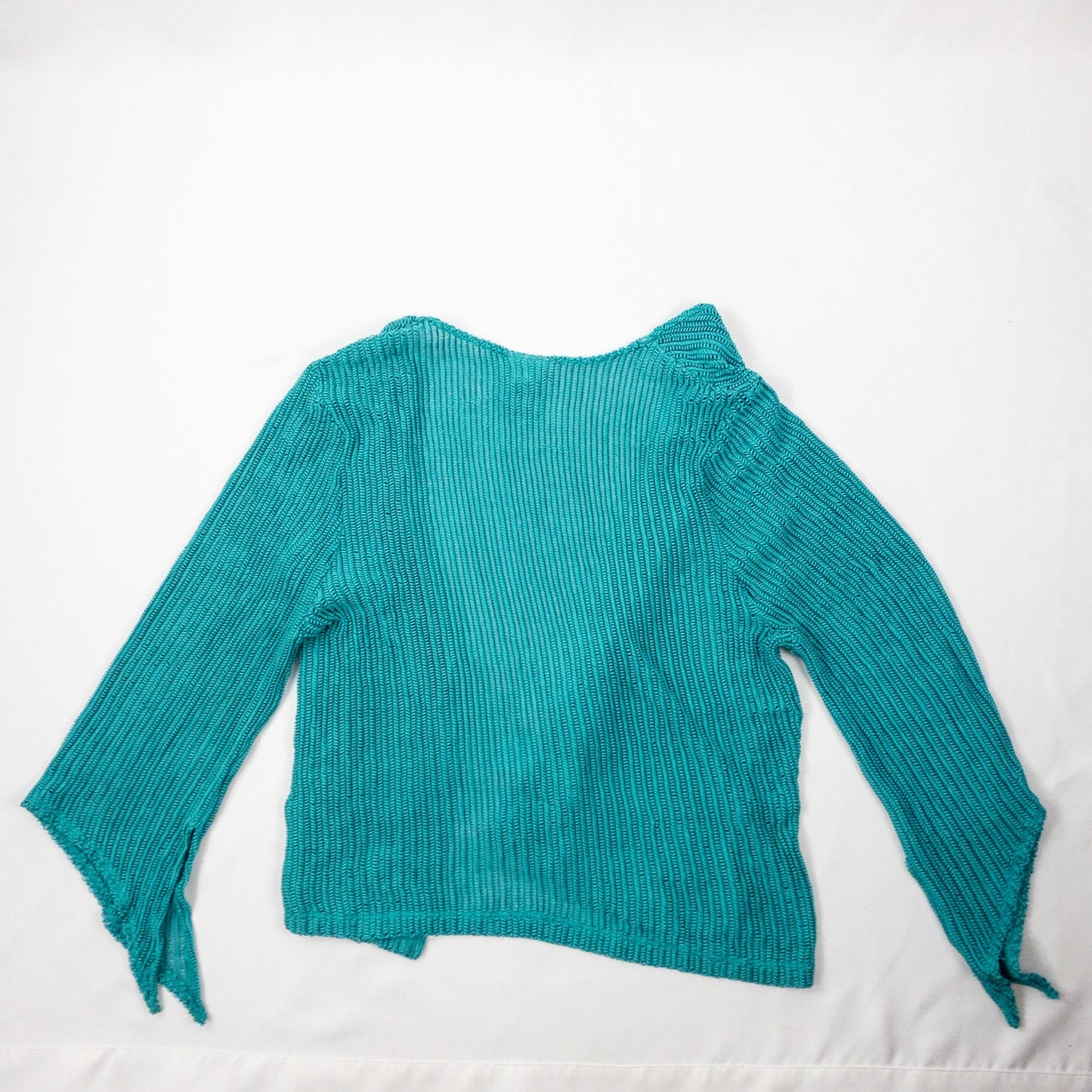 Maggie Barnes Teal Green Ribbed Open Cardigan Womens 1X 18 / 20 Plus Size