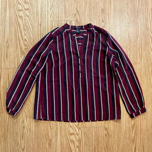 Forever 21 Striped Red White Blouse Shirt Top Womens Medium