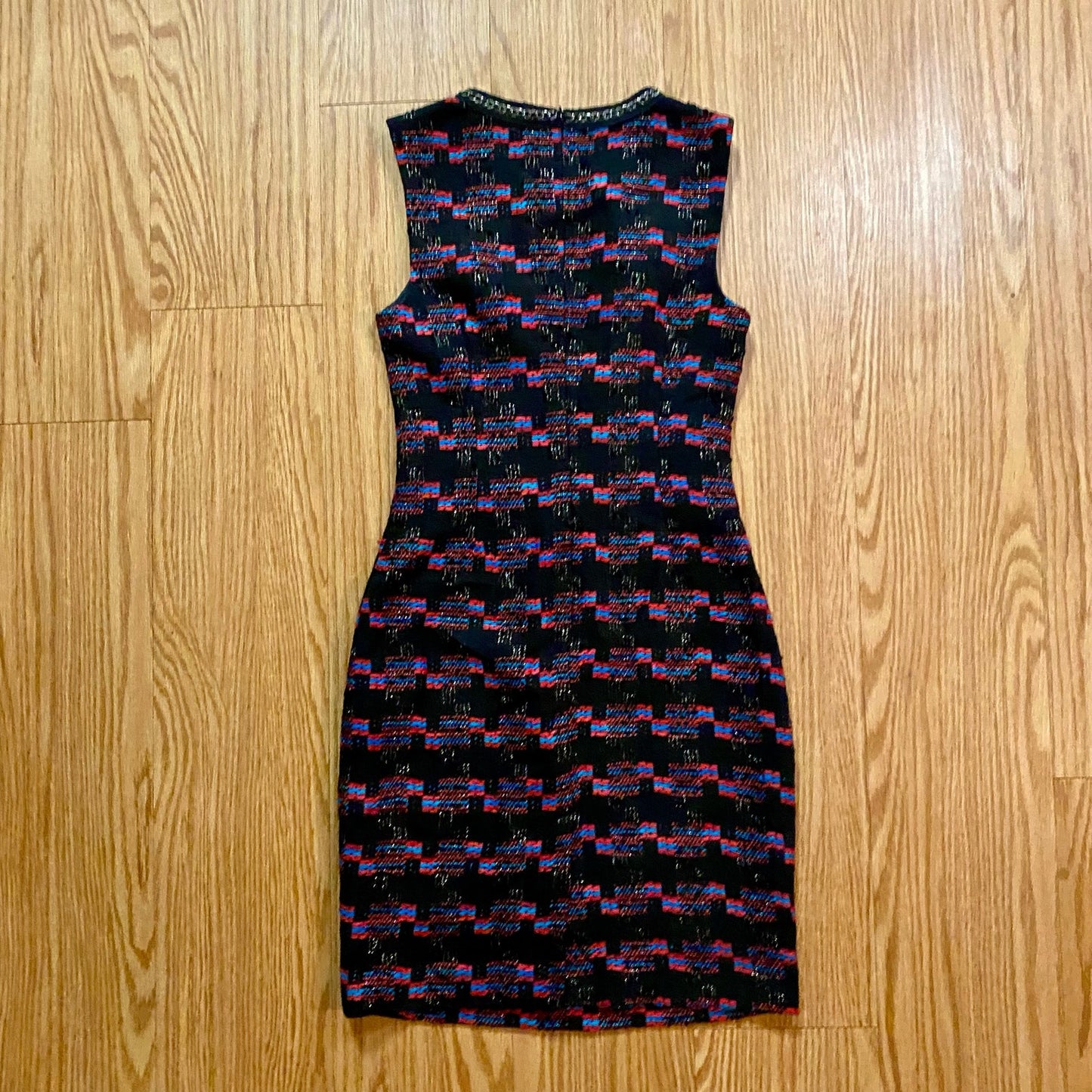 Trina Turk Good Night Tweed Black Scoop Neck Mini Sheath Dress Womens 2