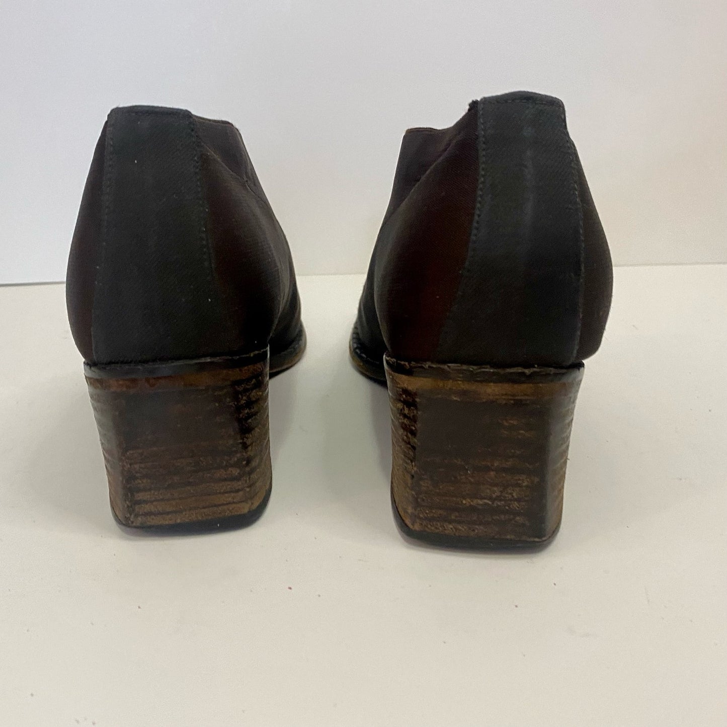 Larry Stuart Vintage Brown Knit Heel Ankle Booties Boots Womens 8