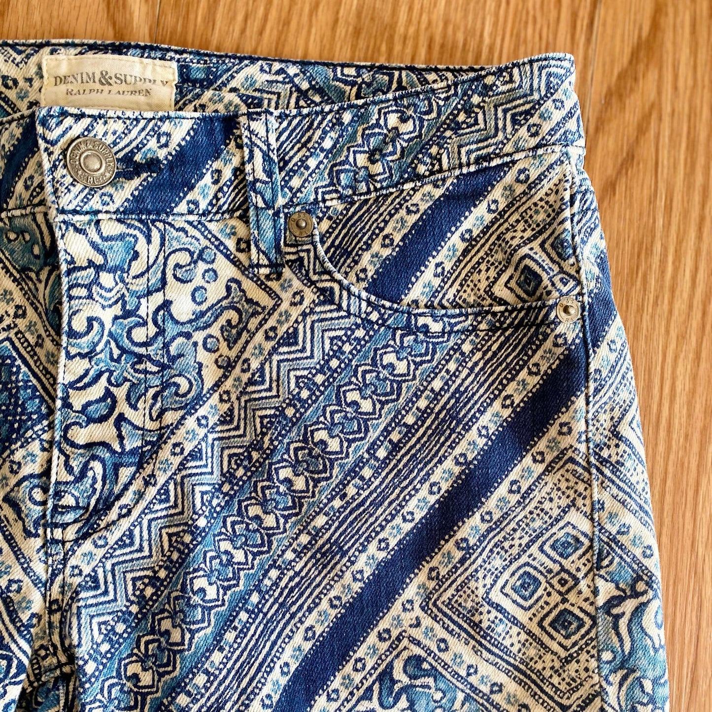 Ralph Lauren Denim & Supply Blue Paisley Bandana Skinny Jeans Womens 28