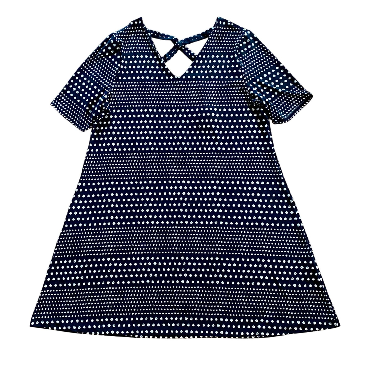 Chicos Black White Polka Dot Cross Back Shift Dress Womens 3 XLarge
