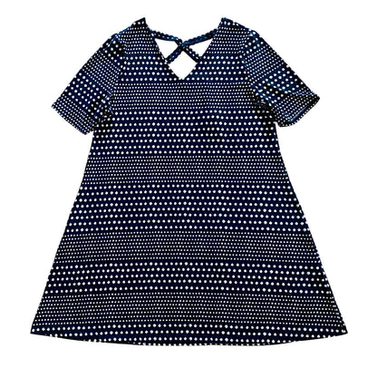 Chicos Black White Polka Dot Cross Back Shift Dress Womens 3 XLarge