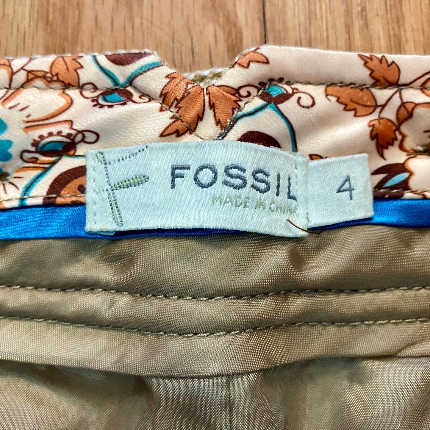 Fossil Tan Plaid Wool Blend Tweed Mini Skirt Womens 4