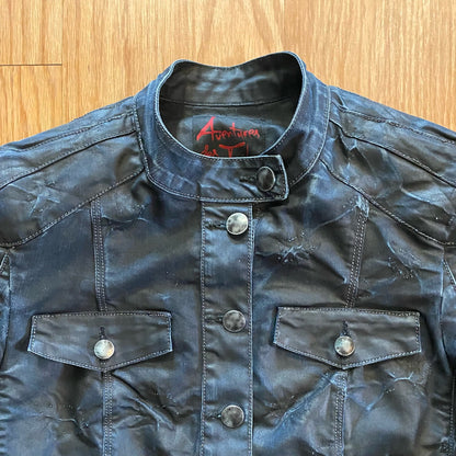 Aventures des Toiles Distressed Blue Denim Jacket Womens 38 Medium