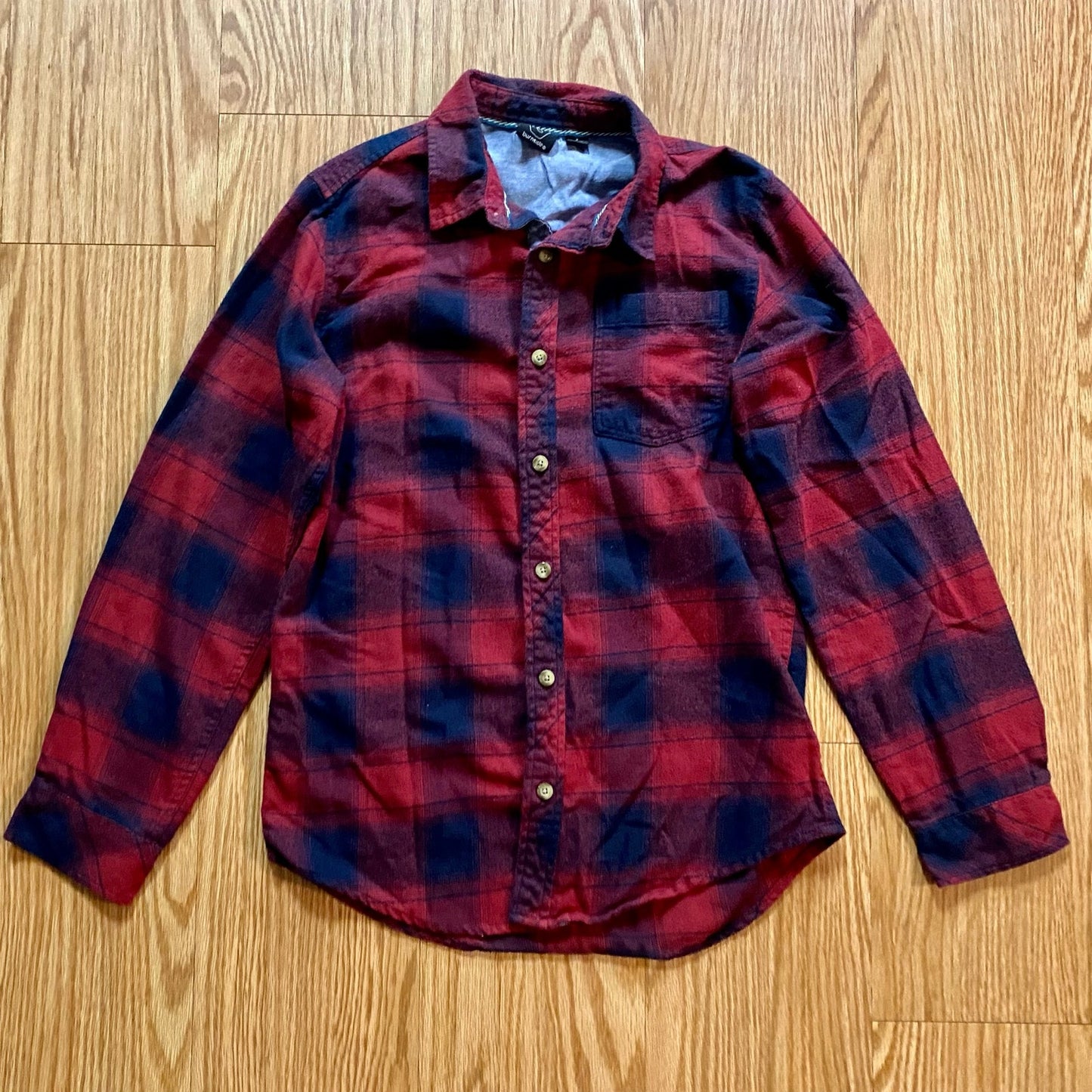Burnside Red Blue Plaid Flannel Shirt Unisex Mens Small Womens Medium