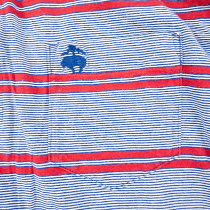Brooks Brothers Retro Blue Red Striped Polo Shirt Mens Large