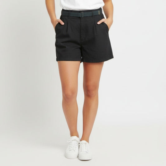 LicoRice X Vintage Black High Rise Pleated Ramie Shorts Womens 29