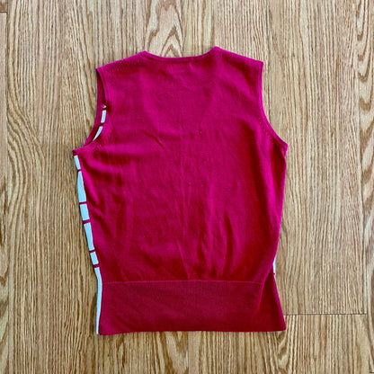 Vintage Green Lamb Y2K Pink & White Sleeveless Tank Top Womens 8 Medium