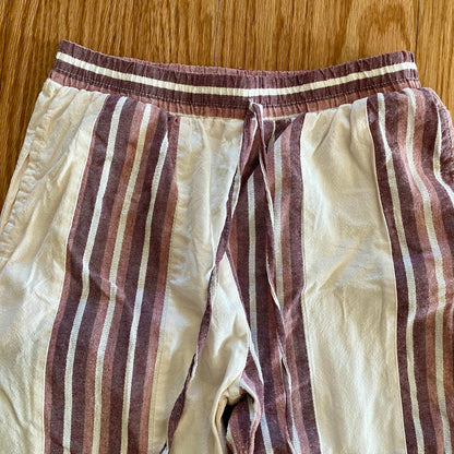 Cherry Paris Striped Pink & White Drawstring Lounge Pants Womens Medium