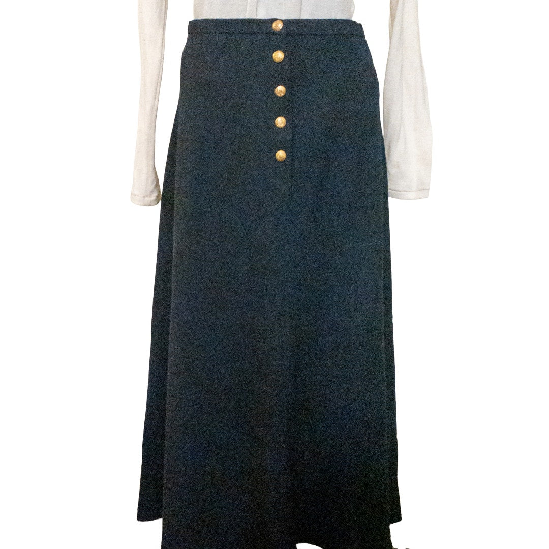Lauren Ralph Lauren Vintage Navy Blue High Rise Wool Midi Skirt Womens 12 Petite