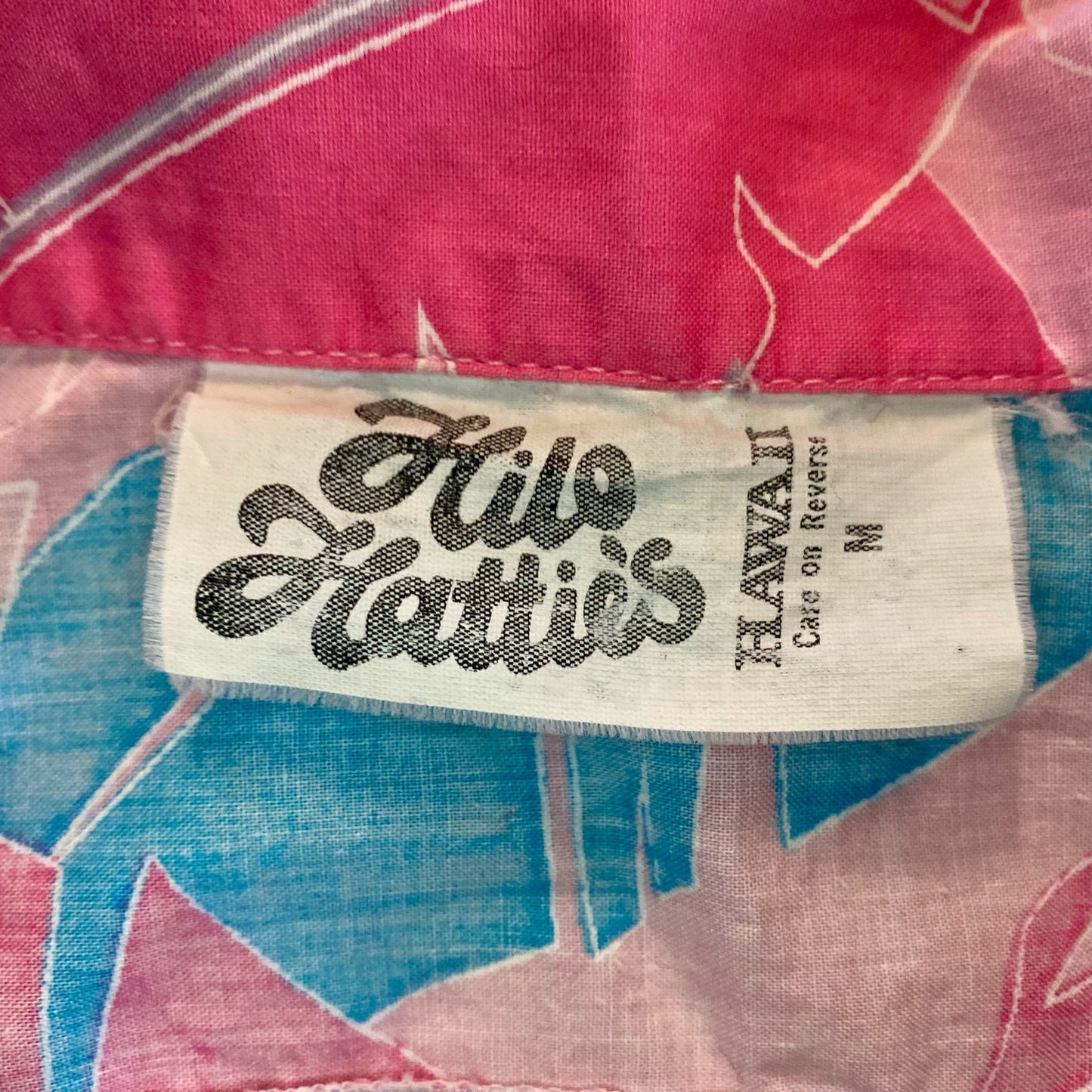 Hilo Hattie Vintage Pink Floral Cap Sleeve Hawaiian Shirt Womens Medium