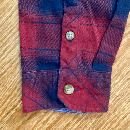 Burnside Red Blue Plaid Flannel Shirt Unisex Mens Small Womens Medium
