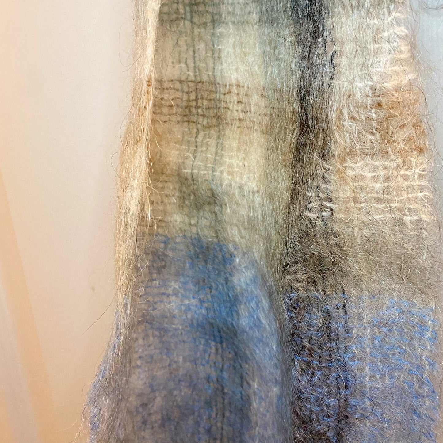 Samuel Tweed & Co Vintage Royal Scot Mohair Blue Knit Wool Scarf Unisex One Size
