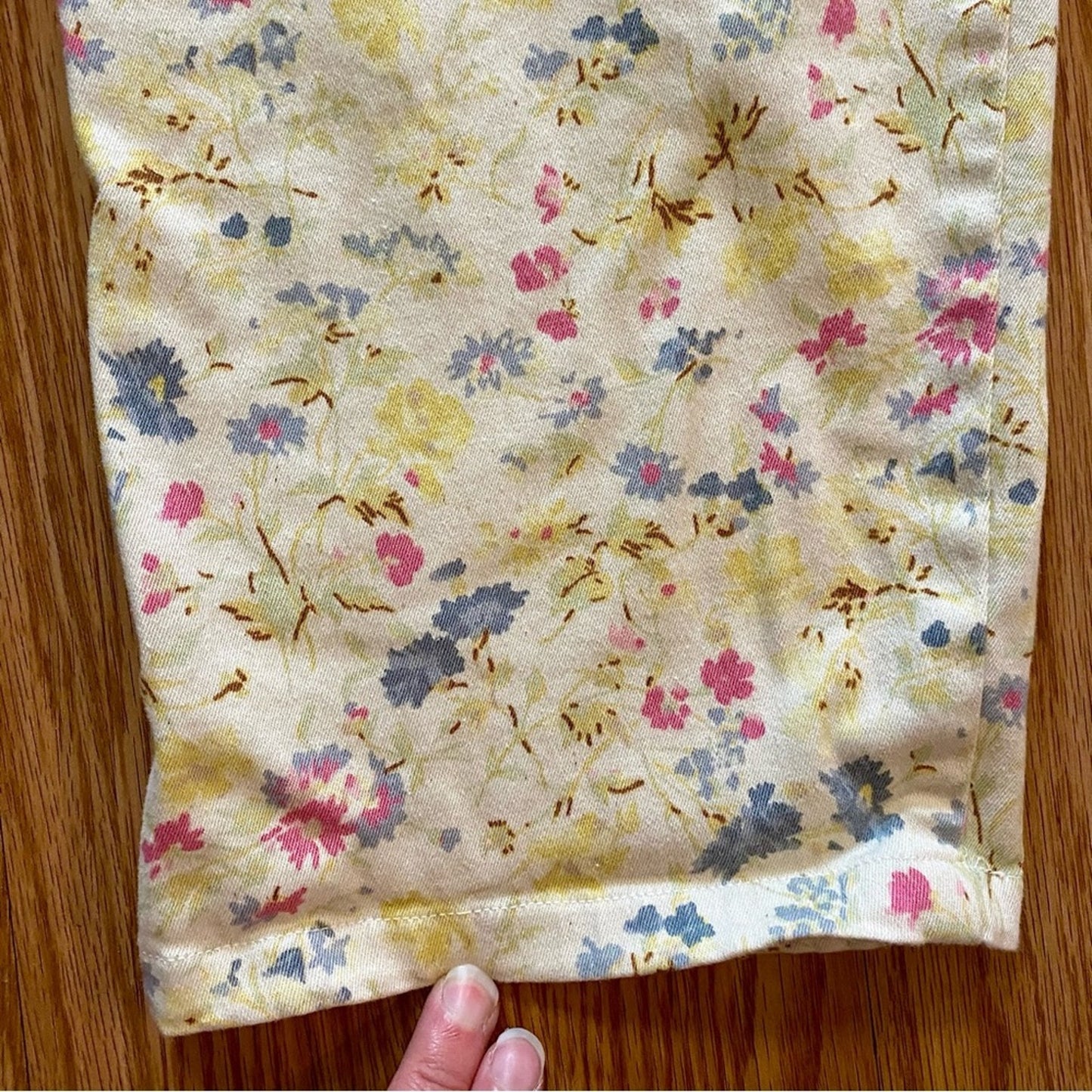 Coldwater Creek Vintage Yellow Pastel Floral Pants Jeans Womens 8