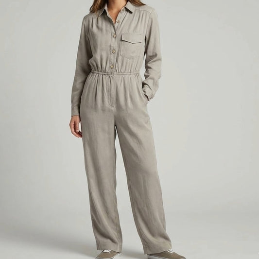 Maggy London Vintage Khaki Minimal Western Jumpsuit Womens 0-2