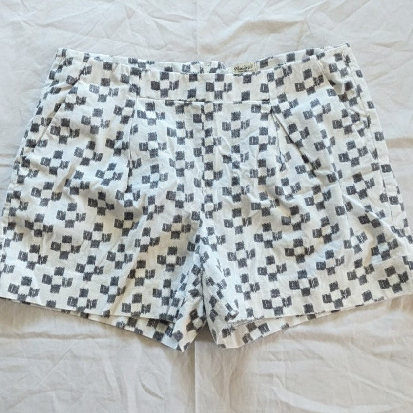 Madewell J Crew Boho White Ikat Check Shorts Womens 6