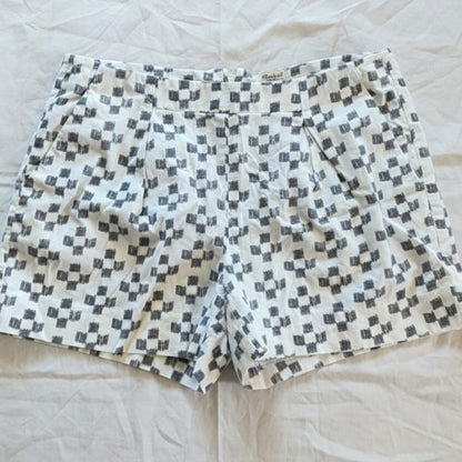Madewell J Crew Boho White Ikat Check Shorts Womens 6