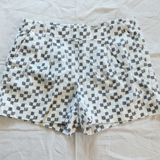 Madewell J Crew Boho White Ikat Check Shorts Womens 6