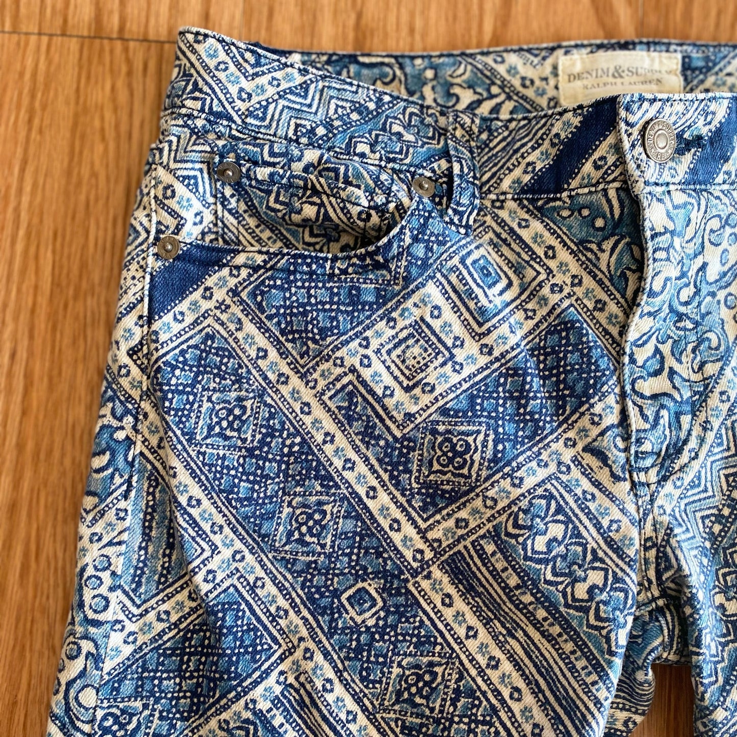 Ralph Lauren Denim & Supply Blue Paisley Bandana Skinny Jeans Womens 28