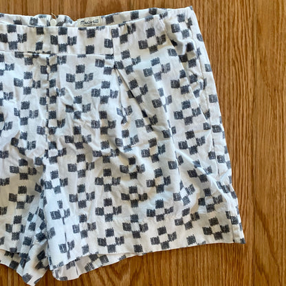 Madewell J Crew Boho White Ikat Check Shorts Womens 6