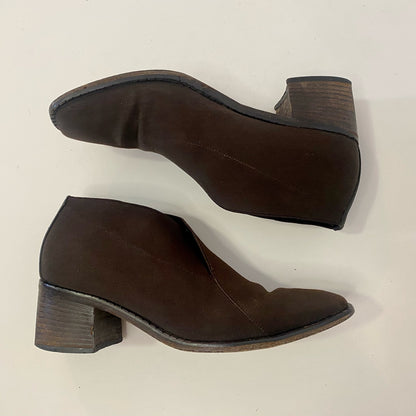 Larry Stuart Vintage Brown Knit Heel Ankle Booties Boots Womens 8