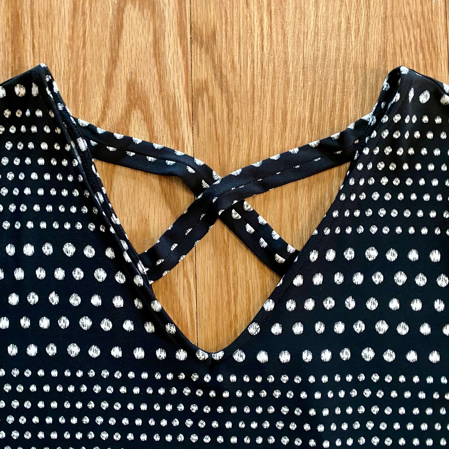 Chicos Black White Polka Dot Cross Back Shift Dress Womens 3 XLarge