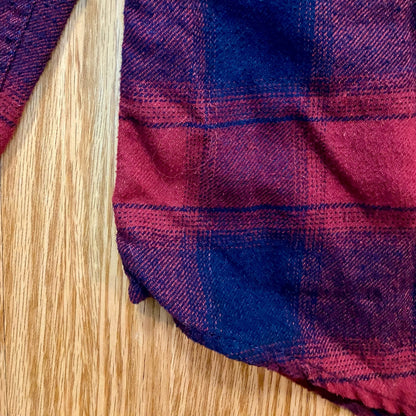 Burnside Red Blue Plaid Flannel Shirt Unisex Mens Small Womens Medium