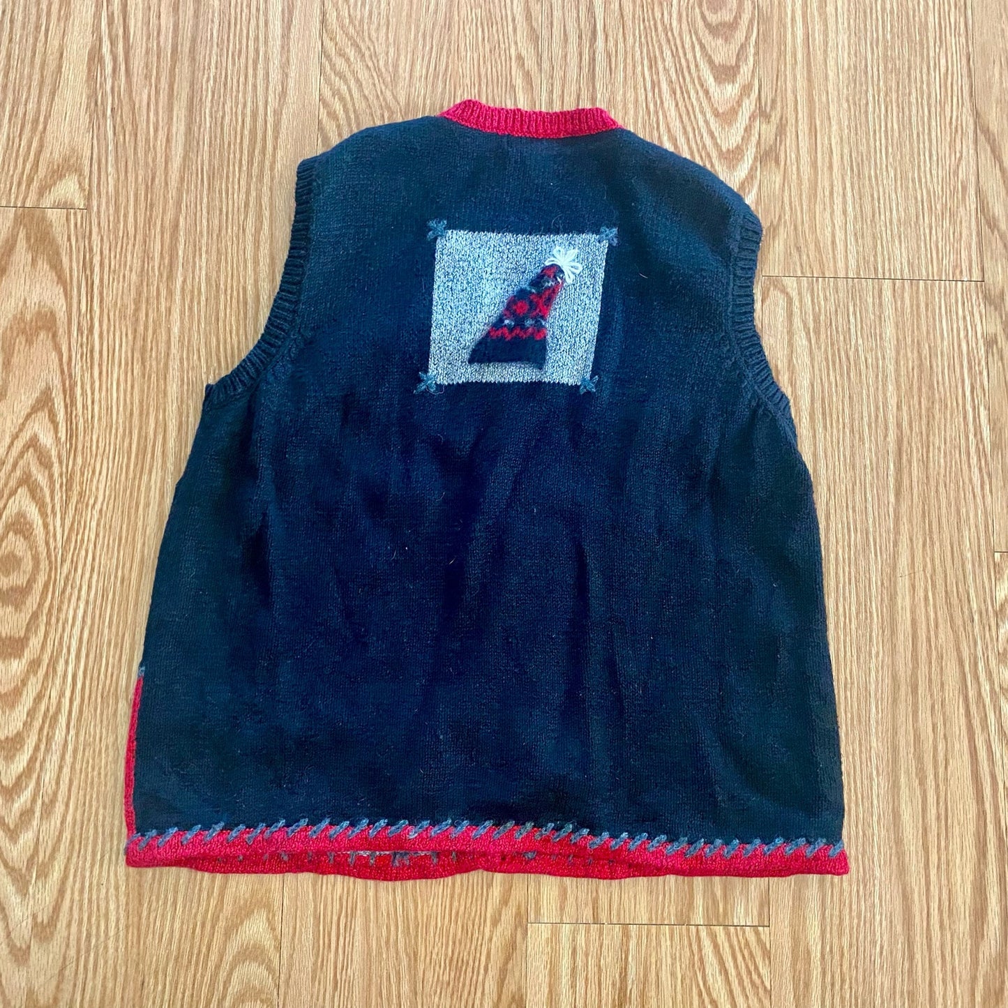 Northern Isles Embroidered Holiday Wool Ramie Sweater Vest Womens XLarge