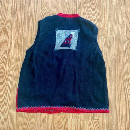 Northern Isles Embroidered Holiday Wool Ramie Sweater Vest Womens XLarge