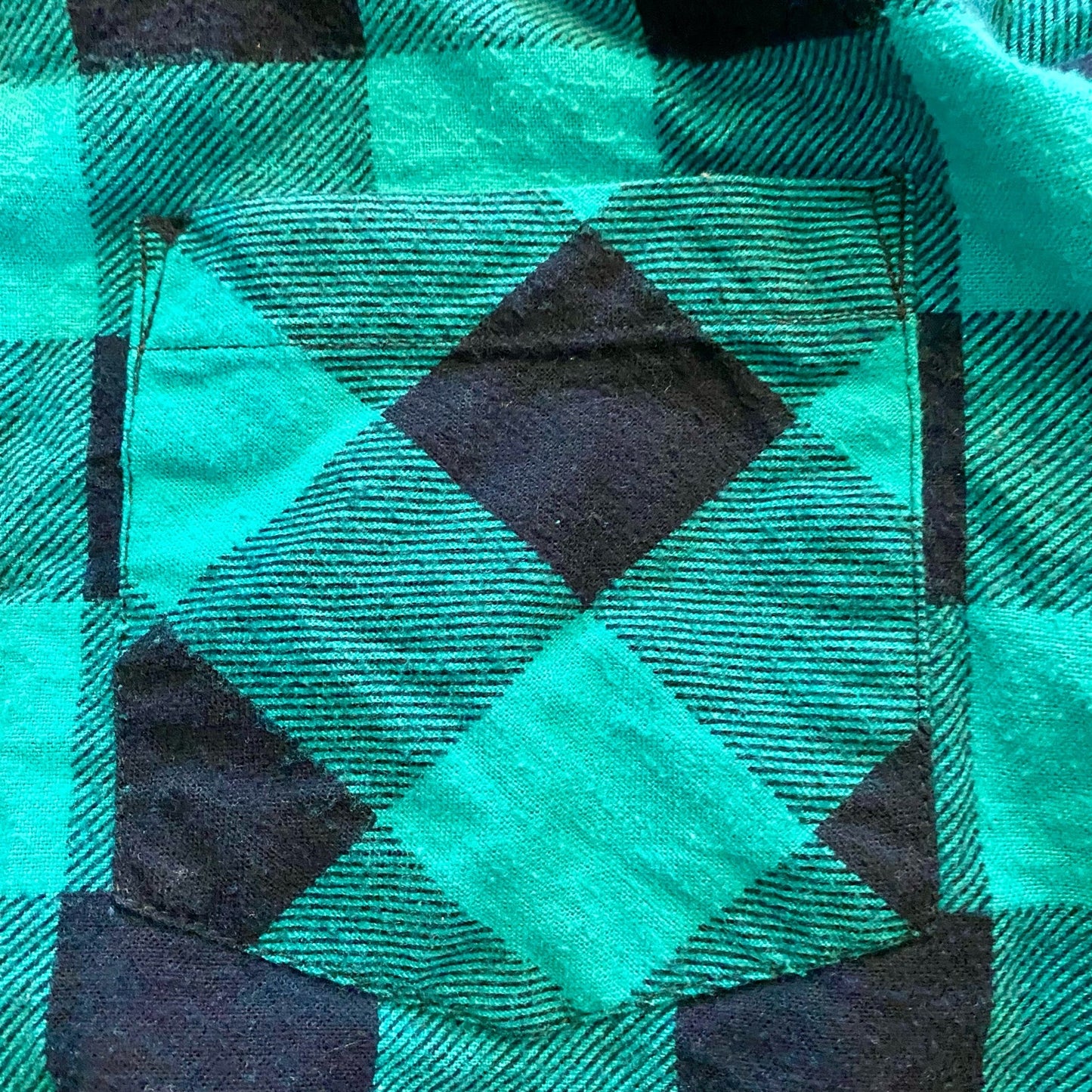 Saugatuck Dry Goods Green Teal Plaid Flannel Shirt Mens Medium