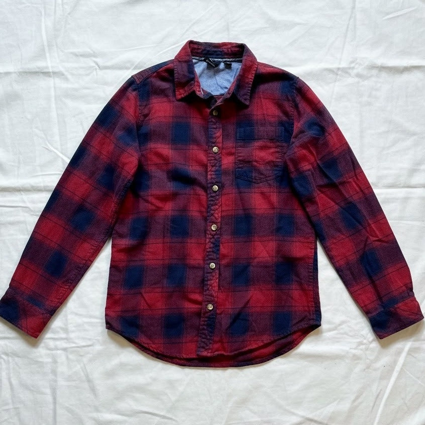Burnside Red Blue Plaid Flannel Shirt Unisex Mens Small Womens Medium