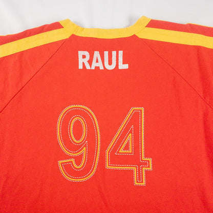 Voi Jeans Red Yellow Raw Hem Soccer Football Tee Shirt Mens Large
