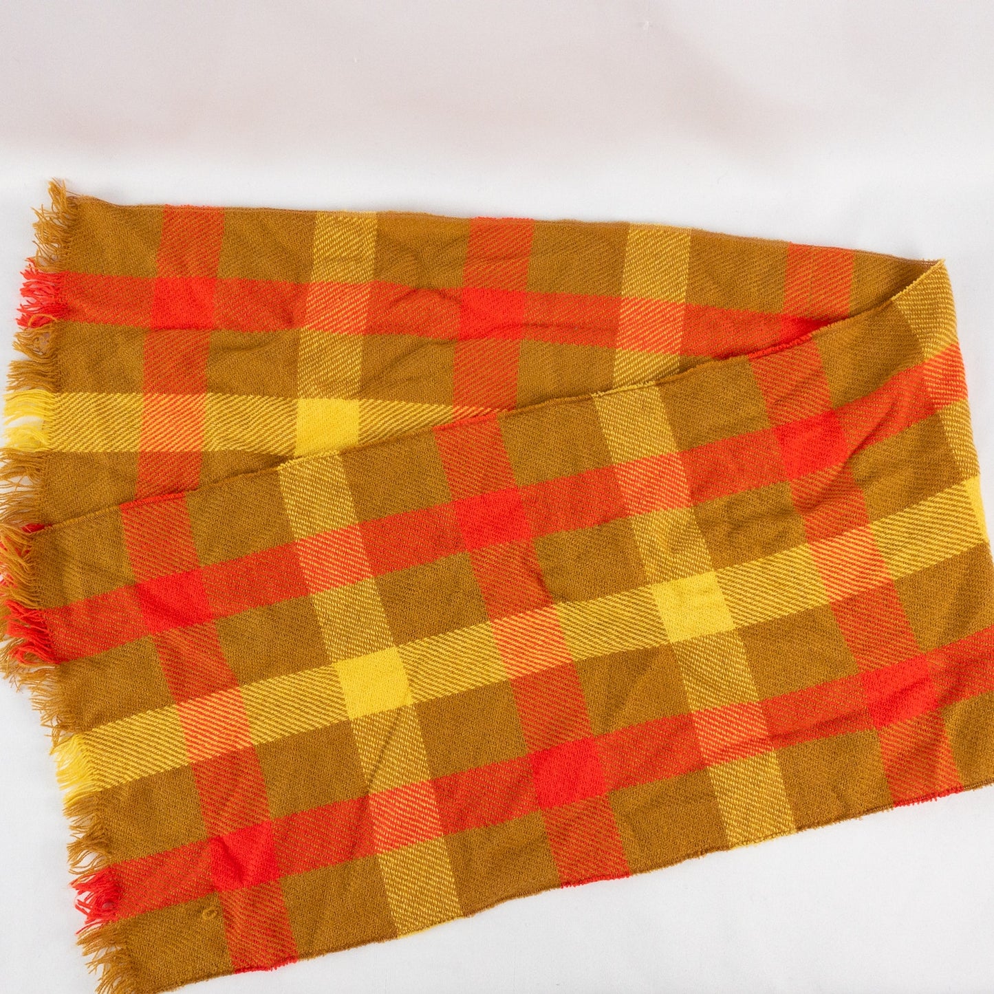 Handmade Brown Yellow Red Woven Tassel Scarf Unisex Mens Womens One Size