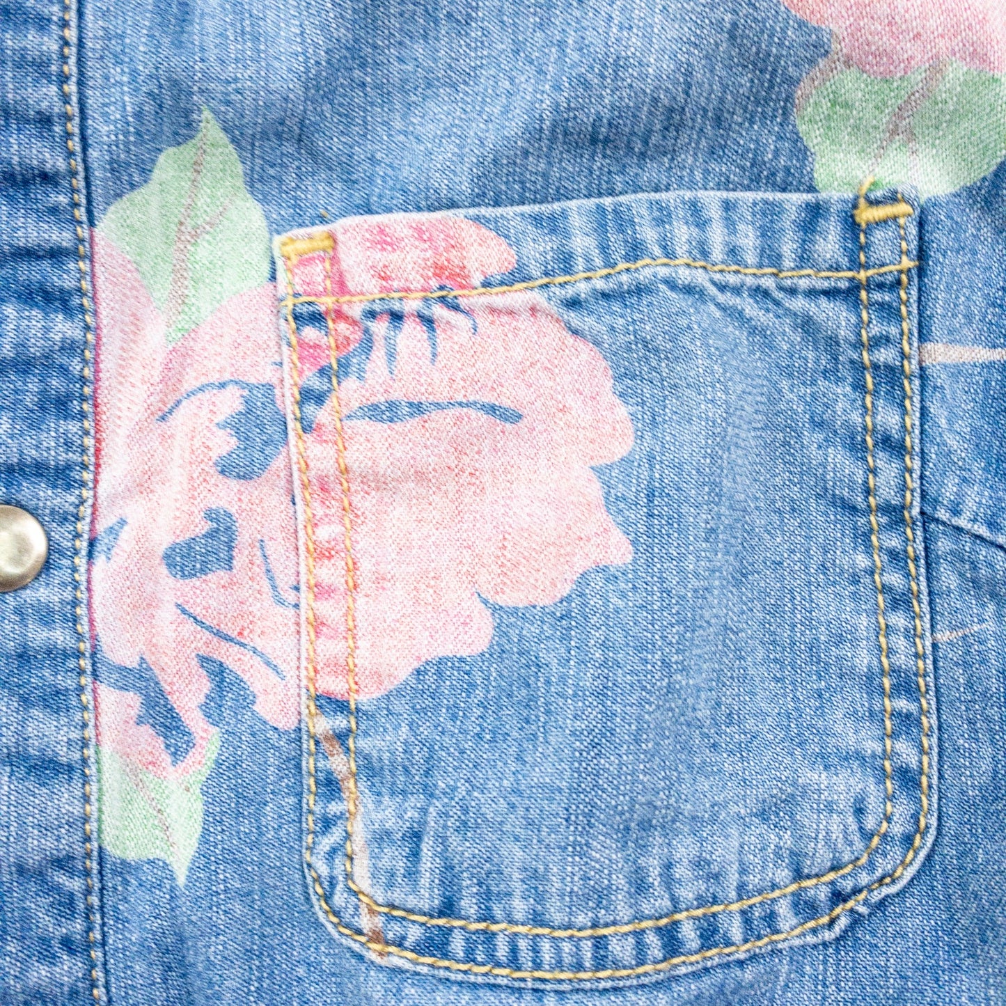 Anthropologie Pins and Needles Blue Jean Printed Floral Romper Womens Medium