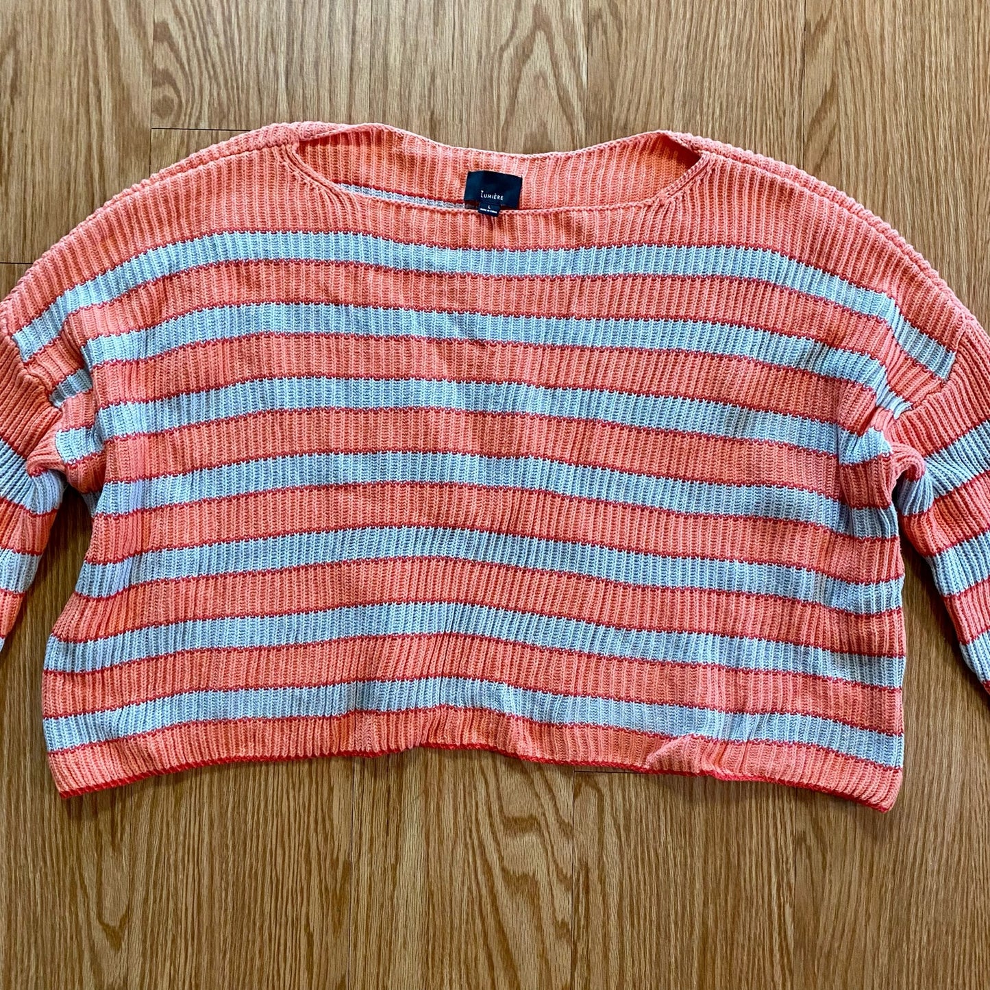 Lumiere Orange Striped Slouchy Knit Sweater Womens Large