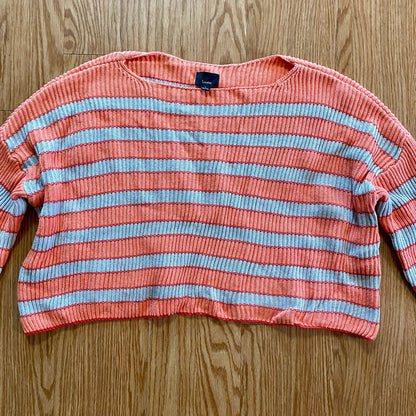 Lumiere Orange Striped Slouchy Knit Sweater Womens Large