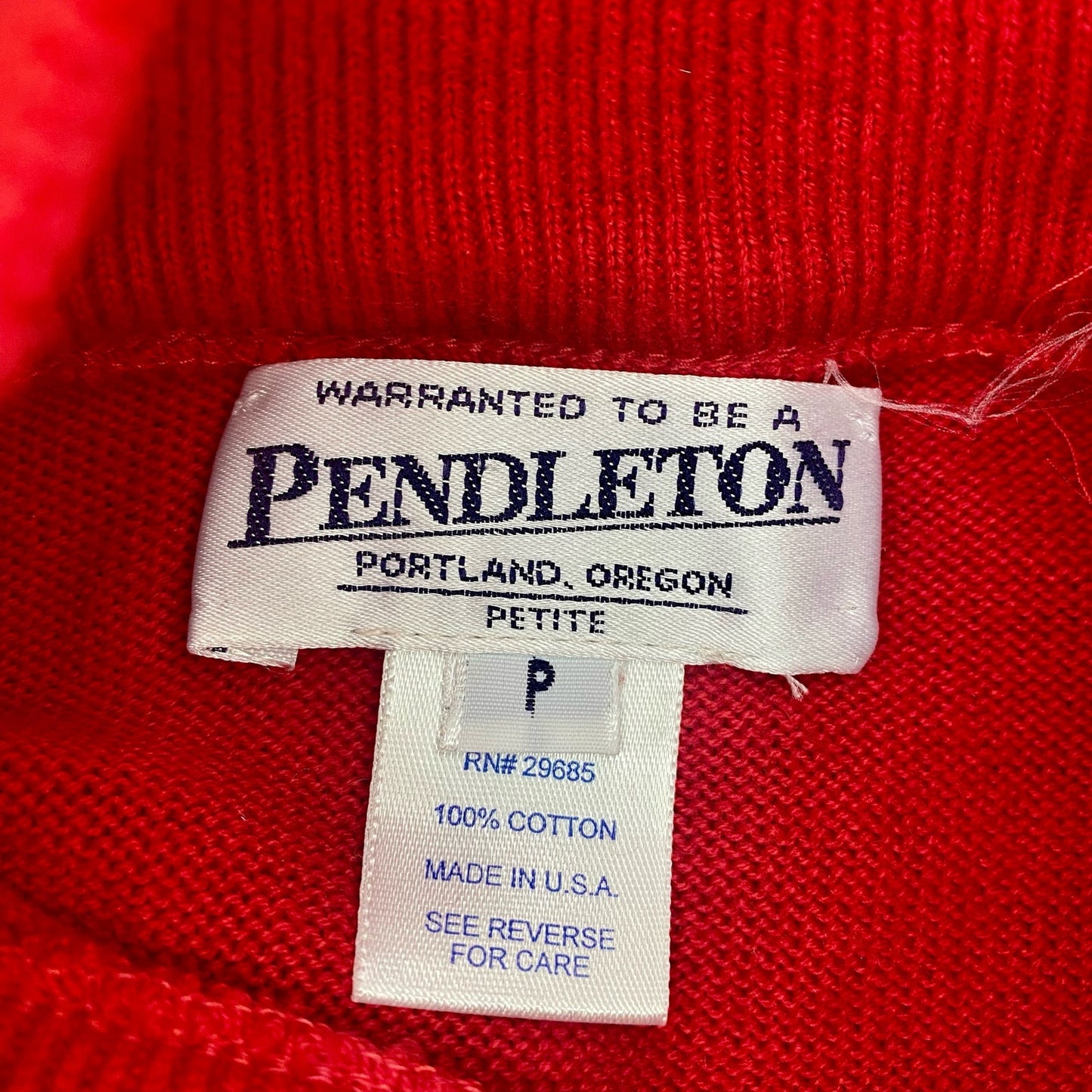 Pendleton Red Mock Neck Cotton Sweater Womens Small Petite