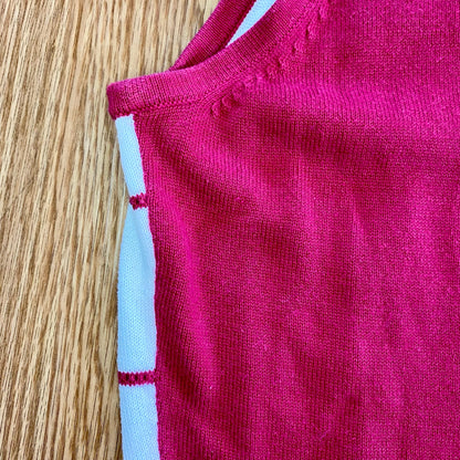 Vintage Green Lamb Y2K Pink & White Sleeveless Tank Top Womens 8 Medium