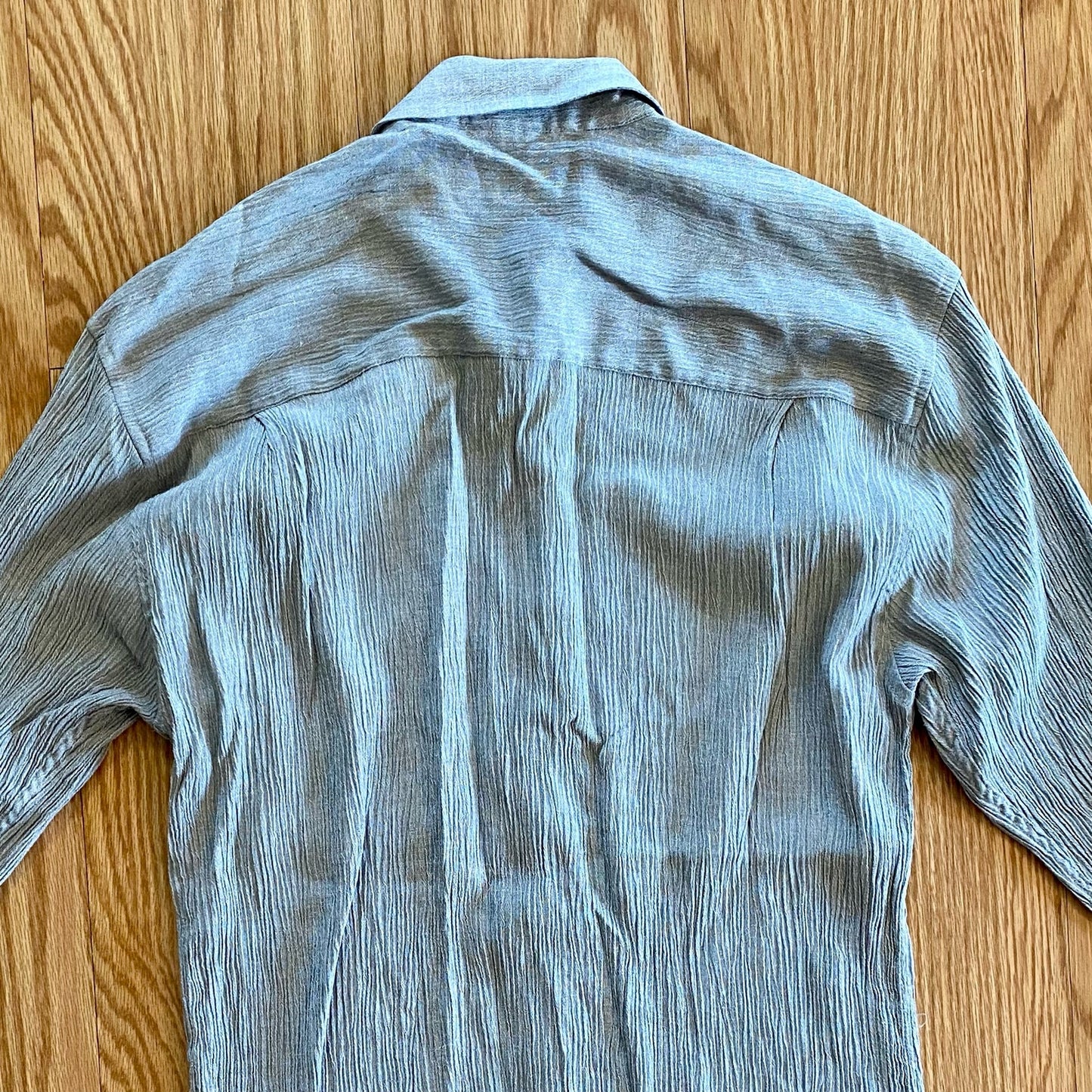 Merona Vintage Gray Crinkled Minimalist Button Slim Shirt Mens Small / Medium