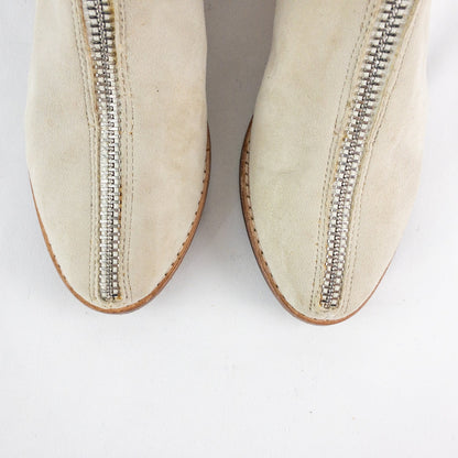 Anthropologie Matiko Mylvia Tan Suede Front Zip Ankle Boots Womens 6