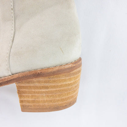 Anthropologie Matiko Mylvia Tan Suede Front Zip Ankle Boots Womens 6